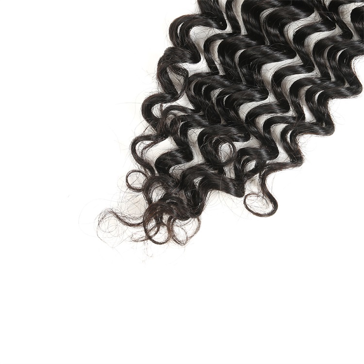 transparent lace closure deep wave free part lace closure 100% unprocessed human hair natural color1b 3