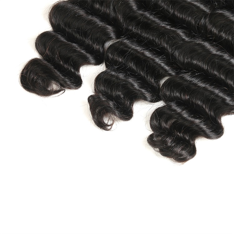 black loose deep human hair 3 bundles 5