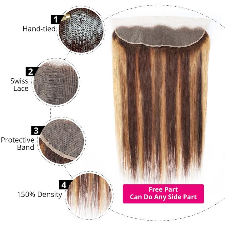 highlight brown straight human hair bundles 4
