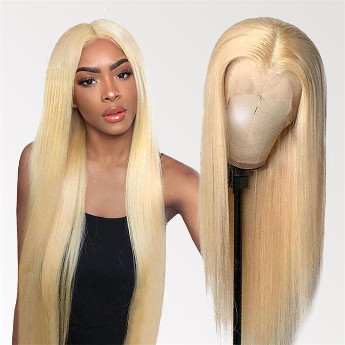 13×4 Blonde Color 613 Straight Lace Front Human Hair Wigs