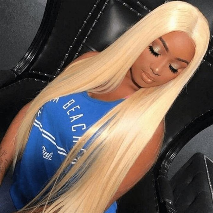 13x4 blonde color 613 straight lace front human hair wigs 4