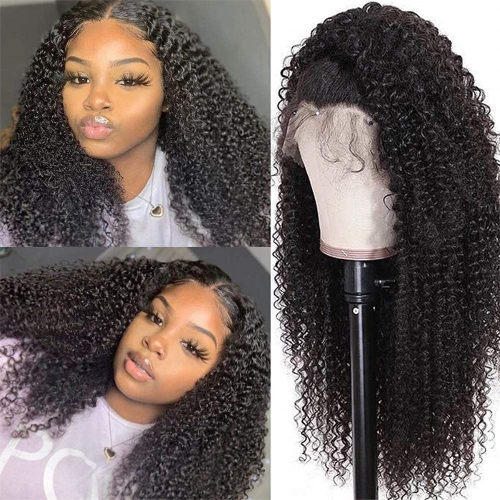 13×4 HD Transparent Lace Front Mongolia Kinky Curly Hair Wigs With Baby Hair