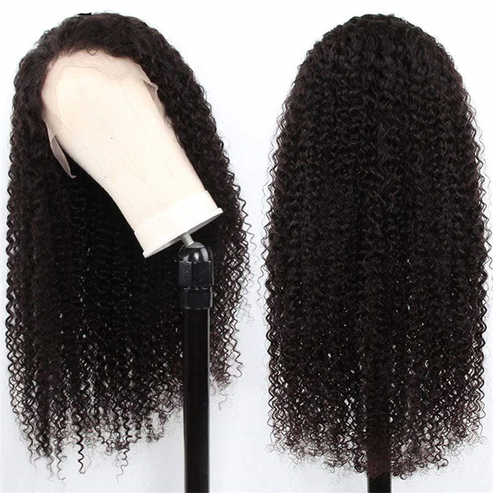 13x4 hd transparent lace front mongolia kinky curly hair wigs with baby hair 2