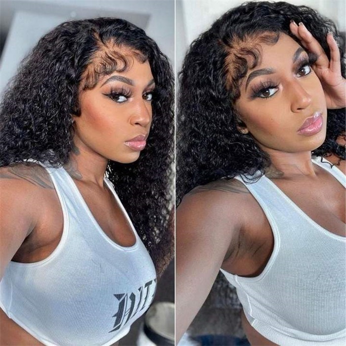 13×4 Pre plucked Jerry Curly Lace Frontal Human Hair Wigs
