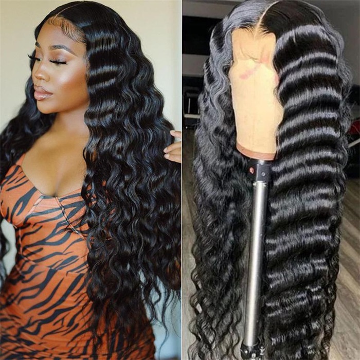 2021 most popular crimp loose deep wave lace front human hair wigs 2