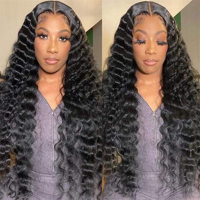 2021 most popular crimp loose deep wave lace front human hair wigs 4