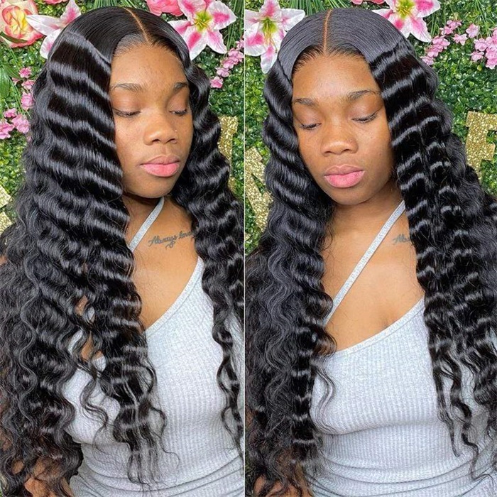 2021 most popular crimp loose deep wave lace front human hair wigs 5