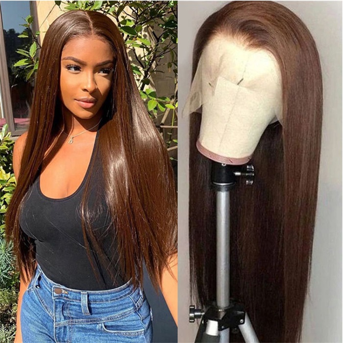 4 chocolate brown lace front wigs straight closure wigs 3