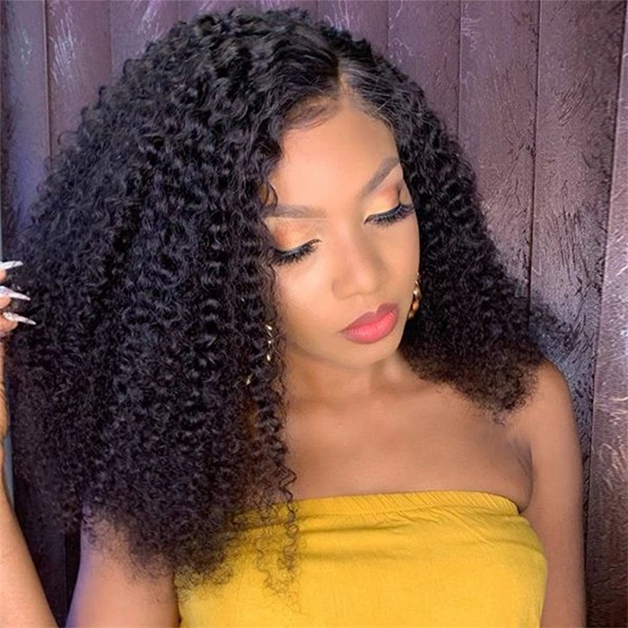 4B 3C 13×4 Kinky Curly Lace Front Human Hair Wigs Full& Bouncy
