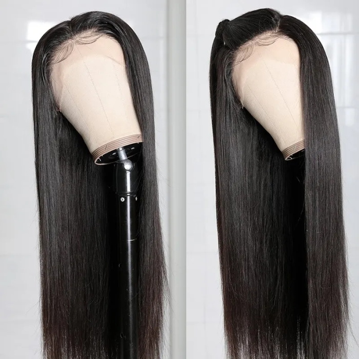 affordable 30-40 inches long length silky straight hair wig hd transparent lace human virgin hair 1