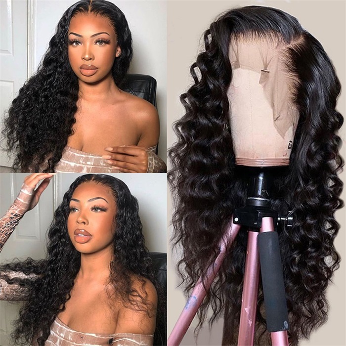 affordable 360 lace deep wave pre plucked human hair wigs 1