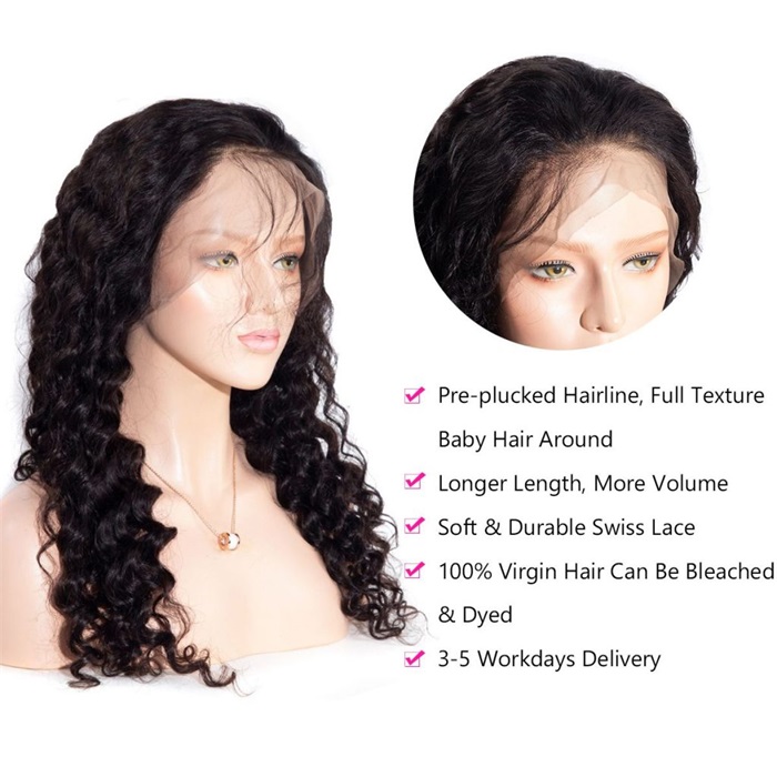 affordable 360 lace deep wave pre plucked human hair wigs 4
