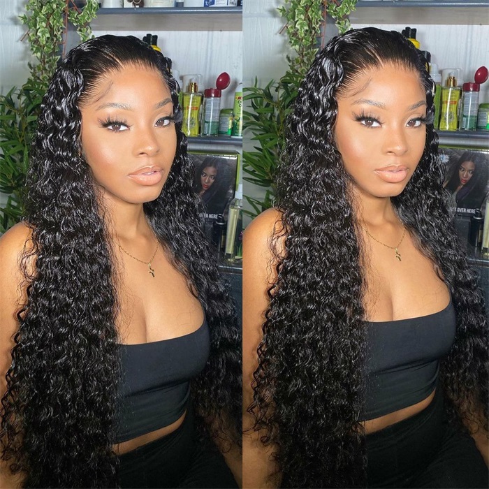 Affordable 360 Lace Water Wave Pre plucked Human Hair Wigs