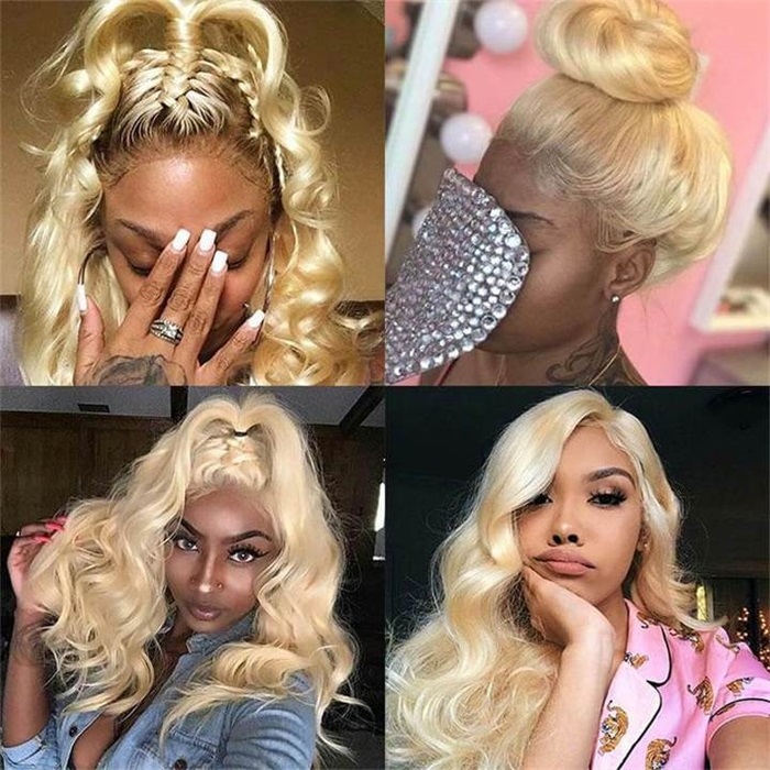 Affordable 613 Blonde Body Wave 360 Lace Wig Pre plucked Human Hair Wigs
