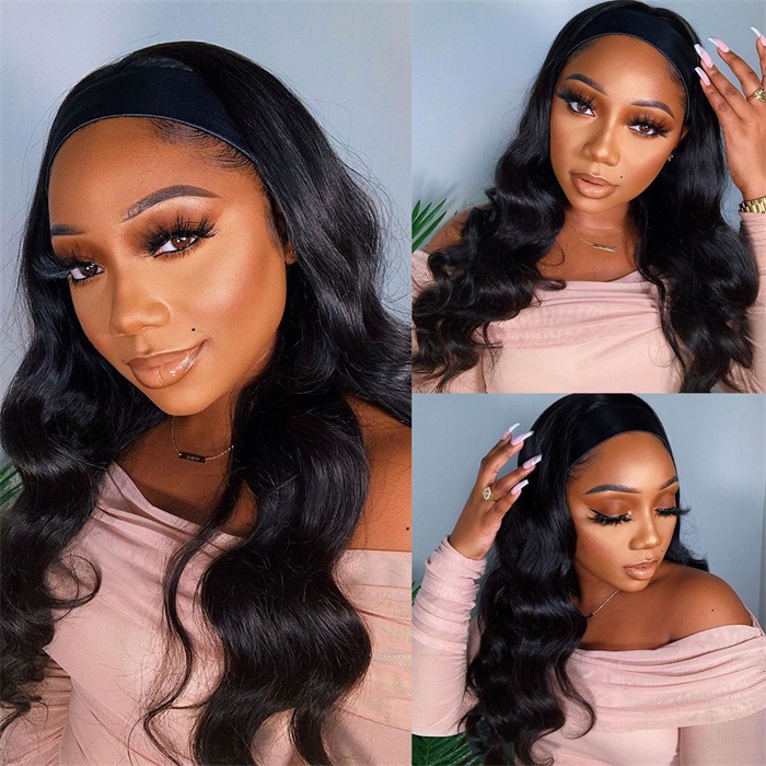 Affordable Headband Body Wave Pre plucked Human Hair Wigs