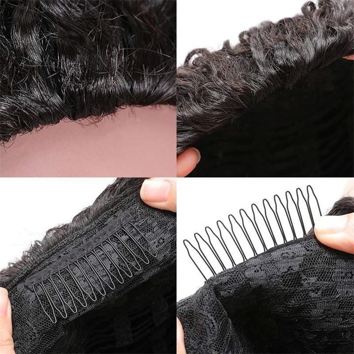 affordable headband kinky curly pre plucked human hair wigs 5