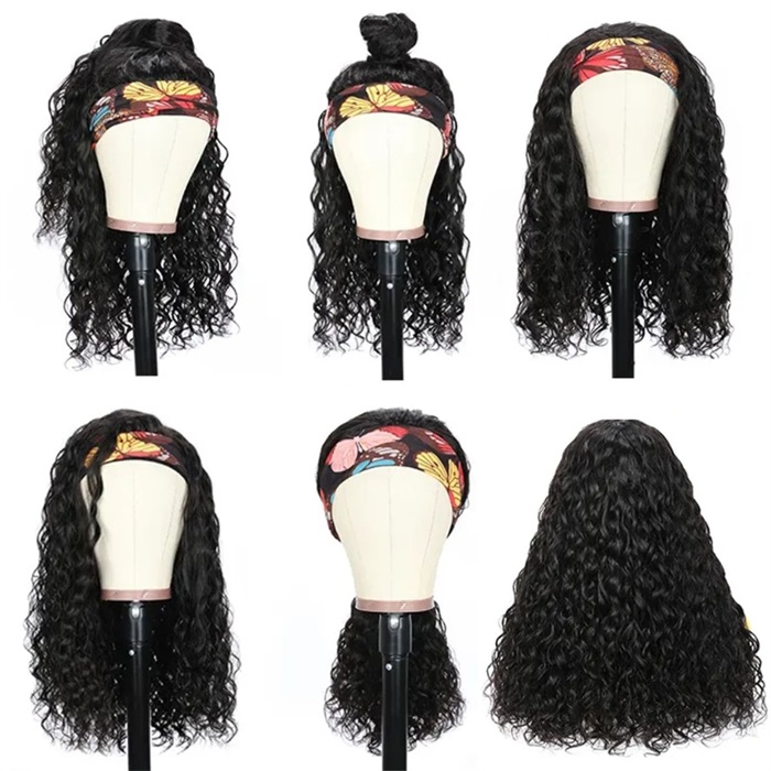 affordable headband scarf wig water wave human hair wig no plucking wigs for women no glue no sew in more hairstyles available 4