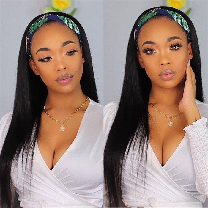 Affordable Headband Straight Pre plucked Human Hair Wigs