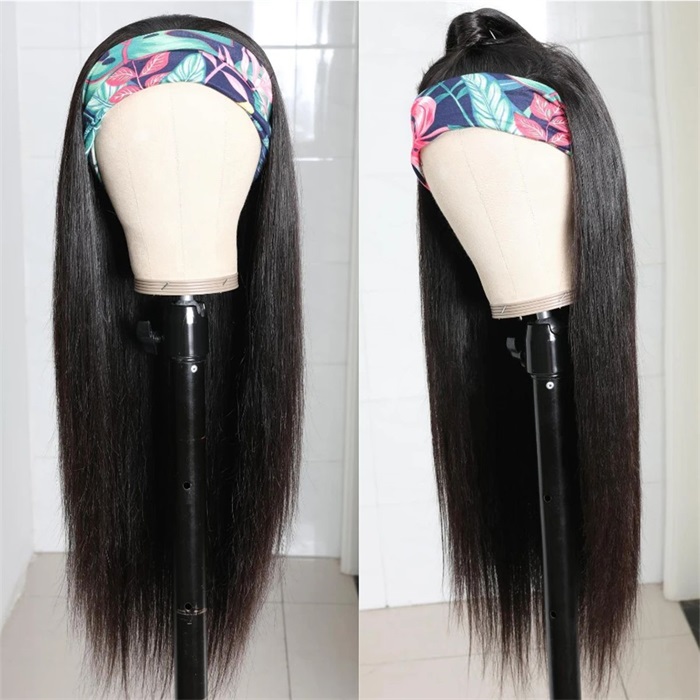 affordable headband straight pre plucked human hair wigs 4