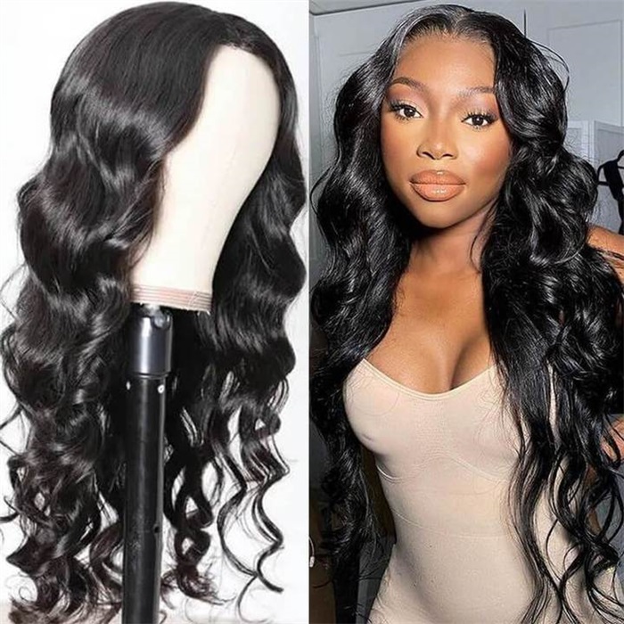 Affordable Loose Deep Wave 4×4 Lace Wigs Natural Black Color Pre-plucked Human Hair Wigs with Baby Hair Natural Color