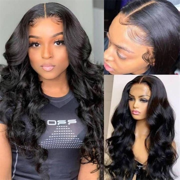 affordable loose deep wave 4x4 lace wigs natural black color pre-plucked human hair wigs with baby hair natural color 5