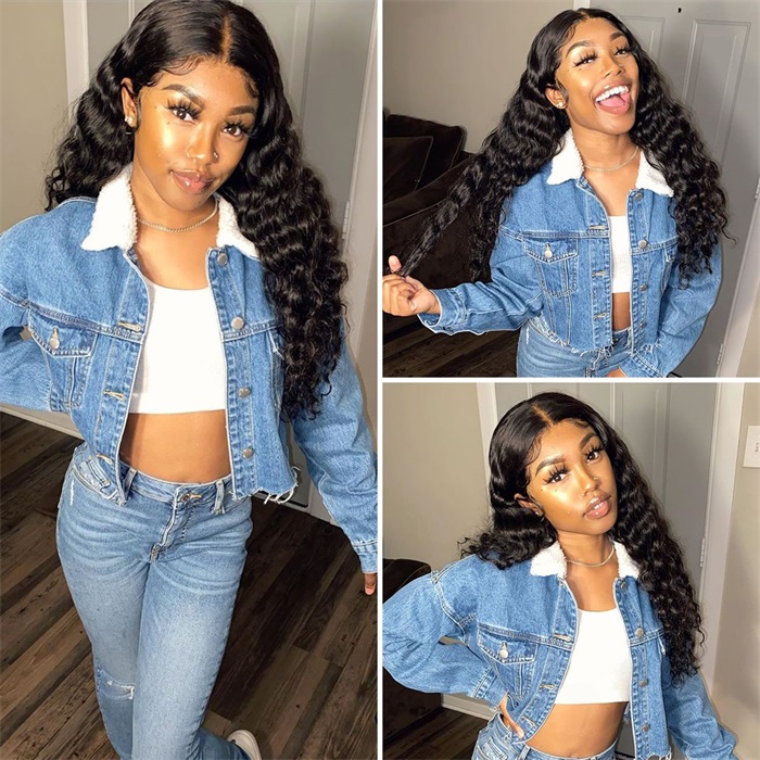 affordable loose deep wave 5x5 lace wig pre plucked human hair closure wigs 3
