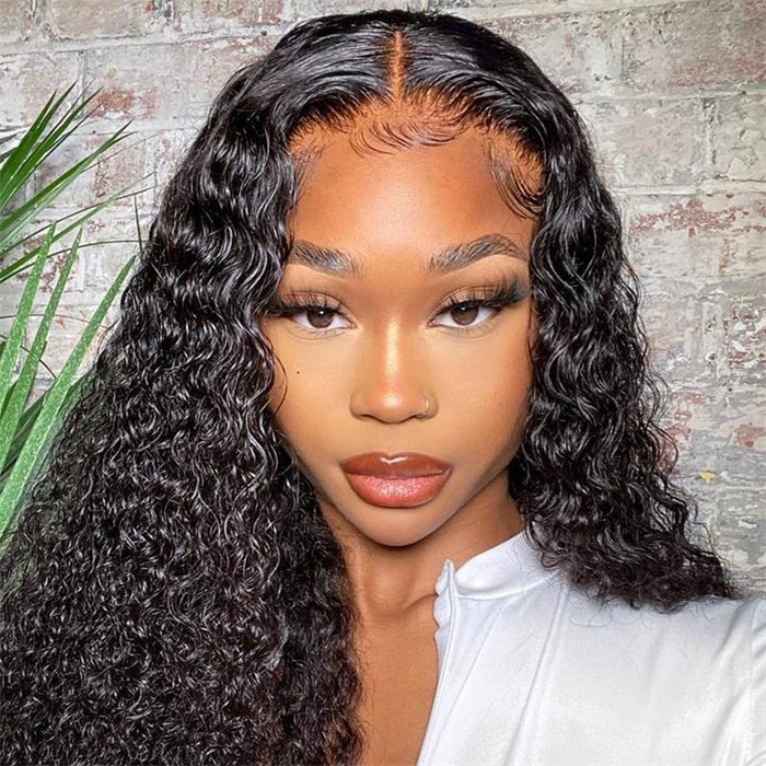curly hair invisible hd lace wigs deep wave hd transparent lace frontal wigs 4