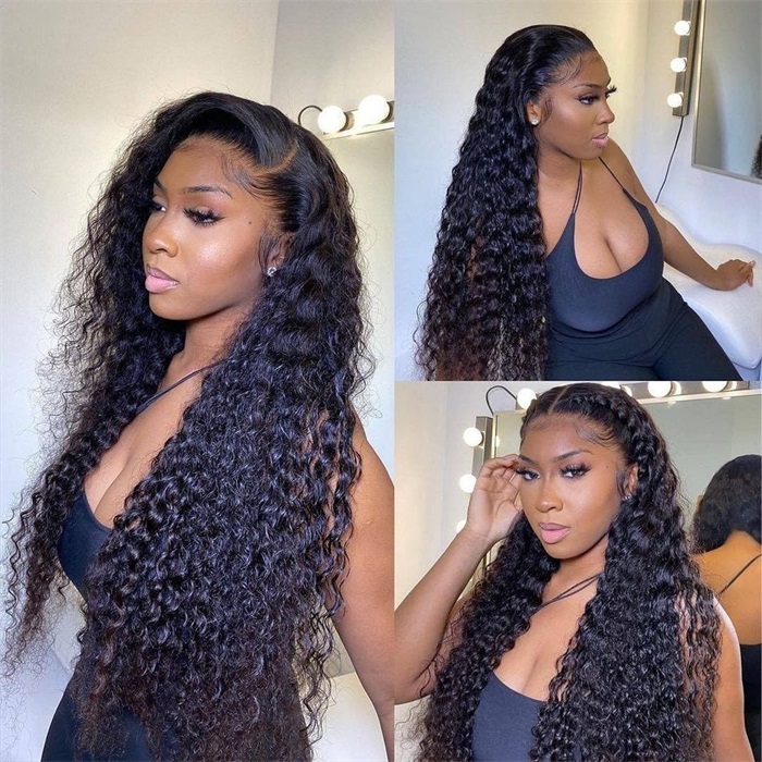 deep wave human hair 13x4 frontal lace wigs 3