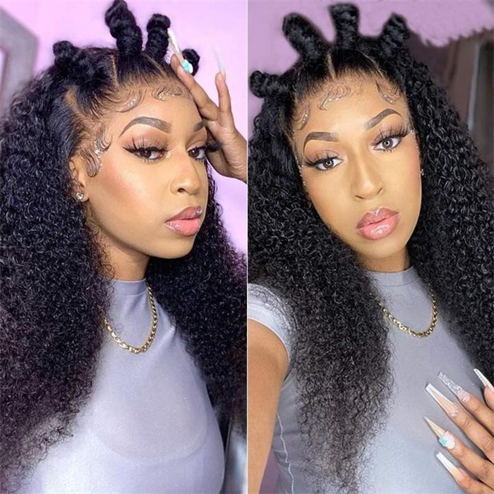 jerry curly hair 13x4 hd lace wigs pre-plucked nature hairline with baby hair 6