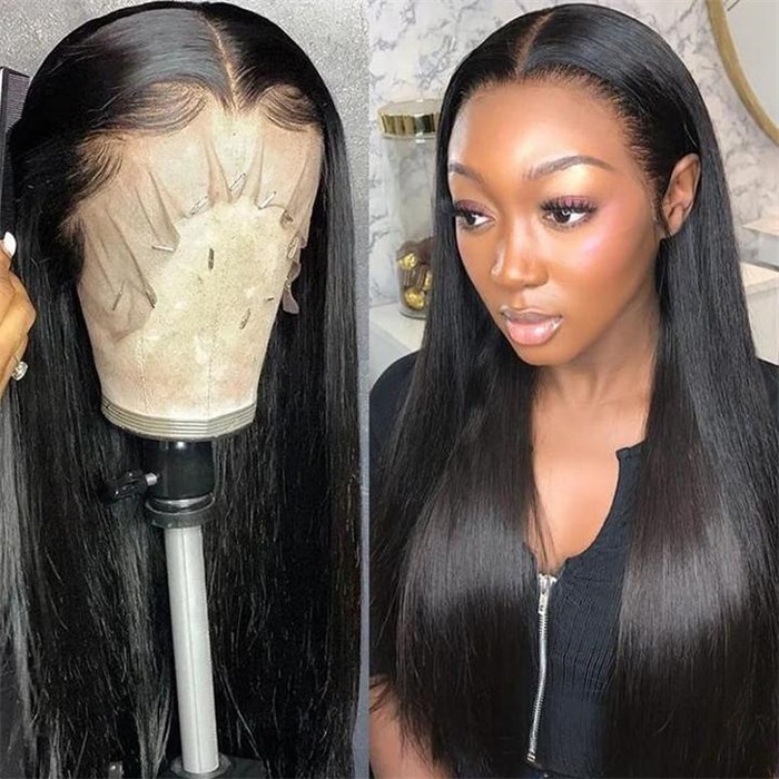 natural hairline hd transparent lace front wigs straight human hair wigs 1b 3