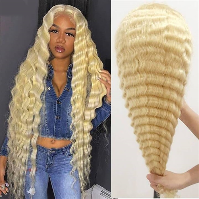 New Arrival Blonde Loose Deep Wave Lace Front Human Hair Wigs