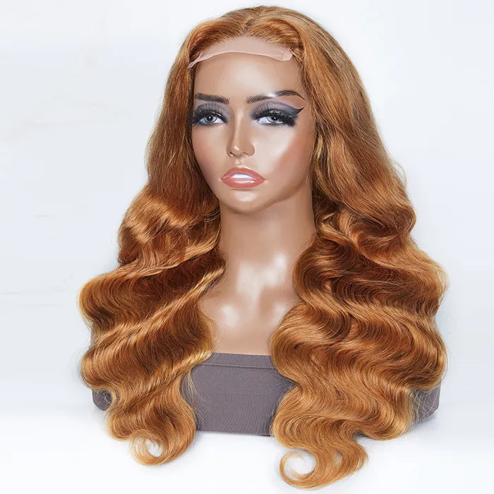 orange ginger color 13x4 lace front human hair wigs body wave 3