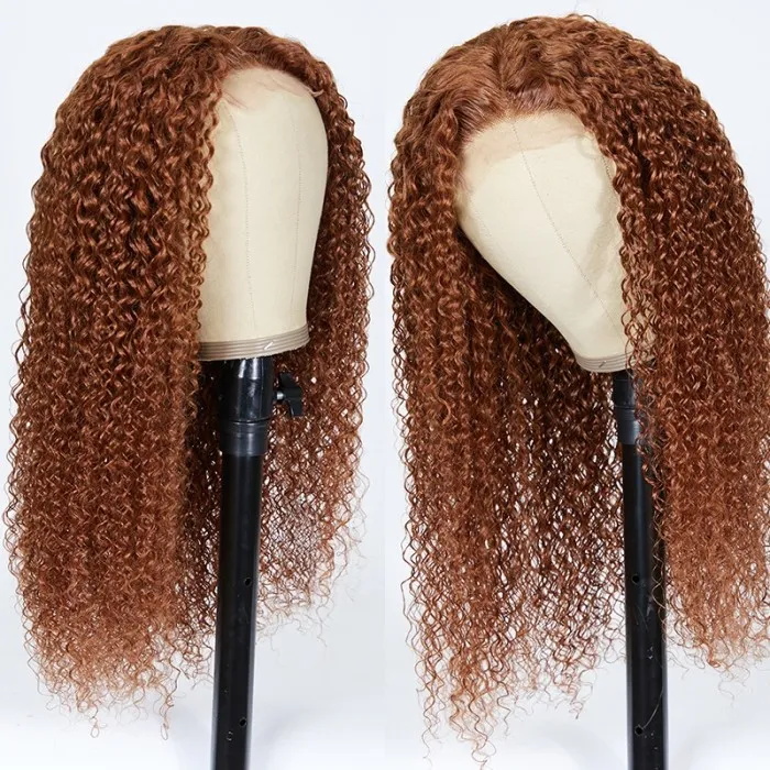 pre-colored inspired medium auburn glueless jerry curly human hair wigs 1