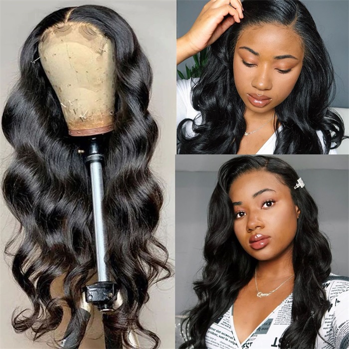 Pre Plucked 5×5 Virgin Hair Body Wave Lace Closure Wigs Match All Skin Color