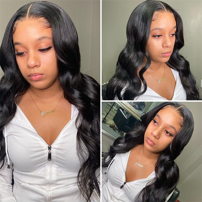 pre plucked 5x5 virgin hair body wave lace closure wigs match all skin color 5