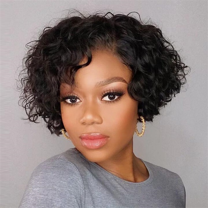 Short Curly Pixie Cut Wigs Lace Front Wigs