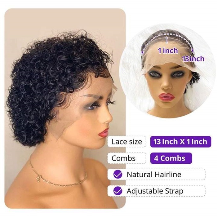 short water wave pixie cut wigs 13x1 lace front wigs 1