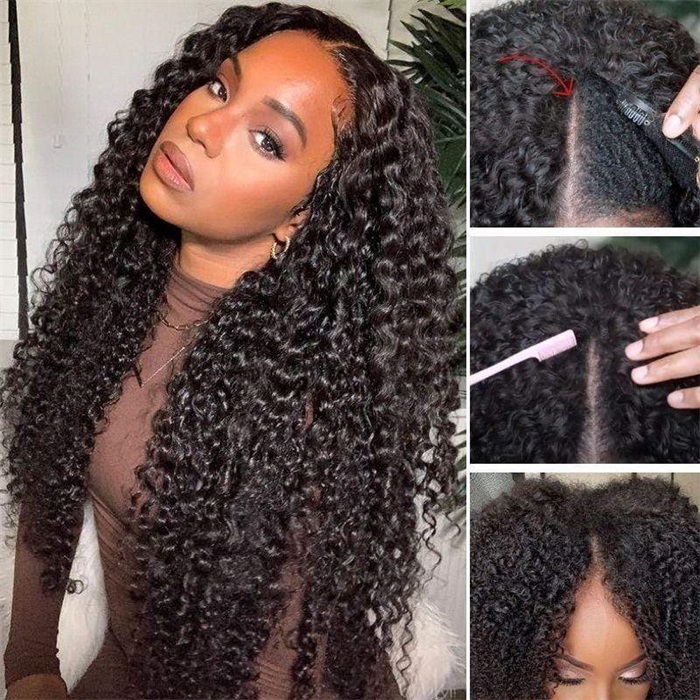 Thin V Part Wigs Jerry Curly Beginner Friendly Upgraded V Part Wigs Meet Real Scalp No Leave Out