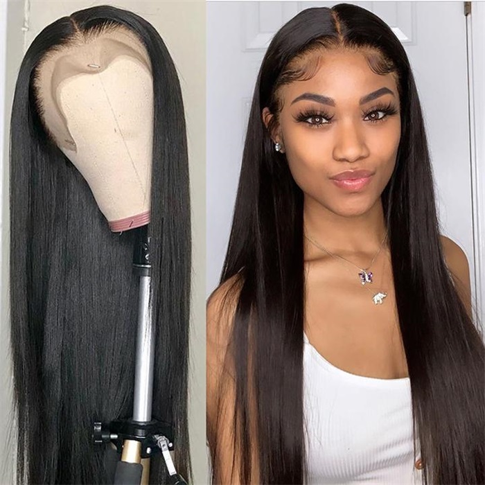 Transparent Full Lace Wig Silk Straight Brazilian Remy Human Hair