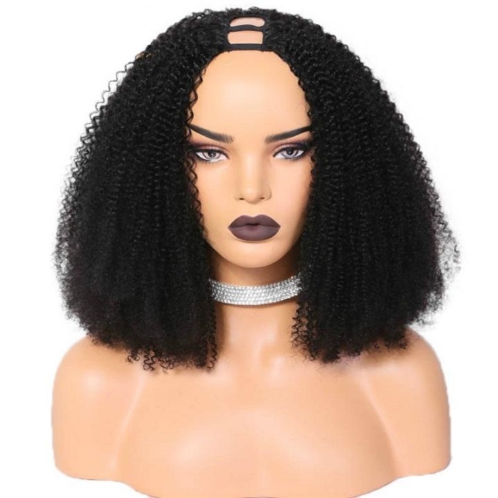 u part kinky curly wig glueless brazilian virgin human hair wigs with clips 5